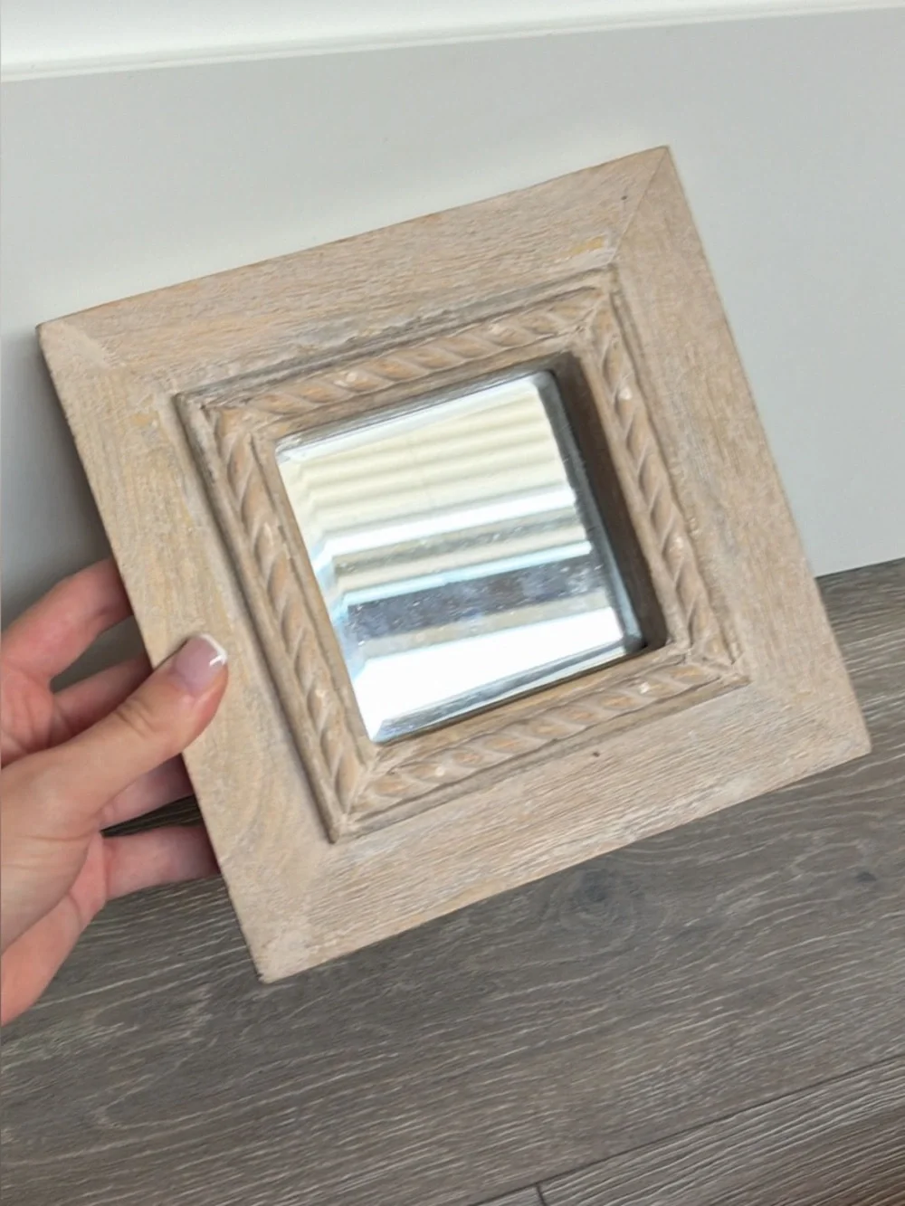 Distressed Wood Square Accent Mirror - Natural Finish
